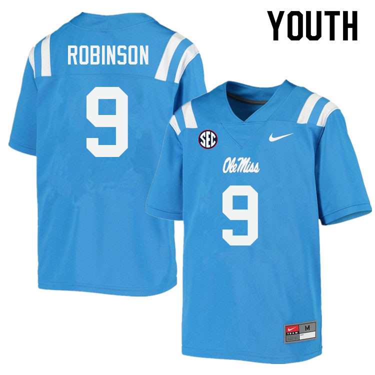 Youth #9 Jaylon Robinson Ole Miss Rebels College Football Jerseys Sale-Power Blue - Click Image to Close